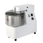 AMASADORA DE ESPIRAL CON CABEZAL FIJO - Mod. MDVE 20 - Alimentación V 400 trifásica - Capacidad de la cuba lt.22 - Peso de la masa Kg. 18 - Potencia kW 0,75 - Homologación CE