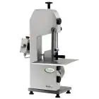 SIERRA DE CINTA PARA CORTAR HUESOS - MOD. SEOSA15M - ESTRUCTURA DE ALUMINIO ANODIZADO - ALTURA DE CORTE cm 25 - Alimentación V 230/50Hz MONOFÁSICA - Potencia Kw 0,75 (1,0 Hp) - Medidas Cm A 37 x F 41 x h 81 - Homologación CE