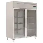 Armario frigorífico congelador en acero inox AISI 201 - Mod M-GN1410BTG-FC - Gastronorm 2/1 (65 x 53 cm) - Ventilado - 2 puerte de vidrio - Capacidad de 1300 litros - Temperatura de -18°/-22°C - Medidas cm L 148 x P 83 x 201 H