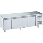 Mesa refrigerada de acero inox AISI 201 - Mod M-GN4100BT-FC - Gastronorm 1/1 (cm 53 x 32,5) - Ventilada - 4 puertas - Capacidad bruta 553 litros - Temperatura -18°/-22°C - Medidas cm L 223 x P 70 x H 85