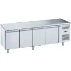 Mesa refrigerada de acero inox AISI 201 - Mod M-GN4100TN-FC - Gastronorm 1/1 (cm 53 x 32,5) - Ventilada - 4 puertas - Capacidad bruta 553 litros - Temperatura +2°/+8°C - Medidas cm L 223 x P 70 x H 85