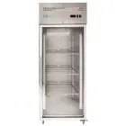 Armario frigorífico congelador en acero inox AISI 201 - Mod M-GN650BTG-FC - Gastronorm 2/1 (65 x 53 cm) - Ventilado - 1 puerta de vidrio - Capacidad de 650 litros - Temperatura de -18°/-22°C - Medidas cm L 74 x P 83 x 201 H