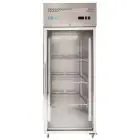 Armario frigorífico en acero inox AISI 201 - Mod M-GN650TNG-FC - Gastronorm 2/1 (65 x 53 cm) - Ventilado - 1 puerta de vidrio - Capacidad de 650 litros - Temperatura 0°/+8°C - Medidas cm L 74 x P 83 x 201 H