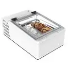 EXPOSITOR de MESA REFRIGERADO - MOD. CREAM 2V W - AHORRO ENERGÉTICO -11% - Capacidad LT. 28 - Refrigeración ESTÁTICA - Temperatura -10°/-22° - Medidas cm. L 49 x P 79 x h 34,5 - Homologación CE