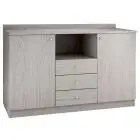 MUEBLE DE SERVICIO PARA COMEDOR - MOD. ML3204SS - Estructura Laminada de roble blanqueado - N. 2 Puertas - N. 3 cajones + compartimiento abierto - Medidas cm A 136 x F 48 x h 95