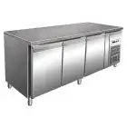 MESA REFRIGERADA DE ACERO INOX AISI 304 - PASTELERÍA - VENTILADO - Mod. G-PA2000TNGR7 - ENCIMERA DE GRANITO - N. 3 PUERTAS - CAPACIDAD BRUTA Lt 613 - TEMPERATURA -2°/+8°C - Dim. cm L 200,5 x P 80 x h 87 - CE