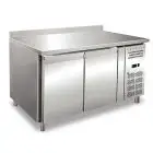 MESA REFRIGERADA CON PETO DE ACERO INOX AISI 304 - PASTELERÍA - VENTILADO - Mod. RVZ2200TN - N. 2 PUERTAS - CAPACIDAD Lt 428 - TEMPERATURA -2°/+8°C - Dim. cm. L 151 x P 80 x h 96 - CE