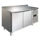 MESA REFRIGERADA CON PETO DE ACERO INOX AISI 304 - PASTELERÍA - VENTILADO - Mod PXF2200TN - N 2 PUERTAS - CAPACIDAD Lt 428 - TEMPERATURA +2°/+8°C - Dim cm L 151 x P 80 x h 96