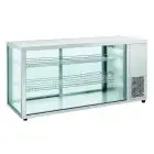 Expositor de sobremesa vitrina refrigerada - Mod RC 980 - Temperatura 0º/+12ºC - 2 estantes - Puertas traseras correderas - Dimensiones cm L 144 x P 52,4 x h 73,5