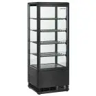 VITRINA EXPOSITORA REFRIGERADA VERTICAL PARA BEBIDAS - COLOR NEGRO - Mod. RC98B - Temperatura +2°/+12°C - Capacidad lt. 98 - Alimentación monofásica V230/1 - Potencia W 180 - Medidas cm L 42,8 x P 38,6 x h 111 - Peso Kg. 38