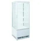 VITRINAS EXPOSITORAS REFRIGERADAS VERTICALES PARA BEBIDAS - COLOR BLANCO - Mod. RC98W - Temperatura +2°/+12°C - Capacidad lt. 98 - Alimentación monofásica V230/1 - Potencia W 180 - Medidas cm L 42,8 x P 38,6 x h 111 - Peso Kg. 38