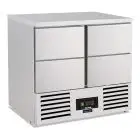 Mesa saladette refrigerada modelo SALADETTE SF 904 CST, temperatura +2°C / +8°C, capacidad bruta 257 Lt, dimensiones exteriores 900 x 700 x 870 mm.