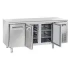 MESA REFRIGERADA DE ACERO INOX - PARA SNACK - MOD. SF 3100 - N. 3 PUERTAS - VENTILADO - CAPACIDAD Lt. 358 - TEMPERATURA -22° / -18° C - DIM. cm L 180 x P 60 x H 85 - CE