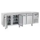 MESA REFRIGERADA DE ACERO INOX - PARA SNACK - MOD. SF 4100 - N. 4 PUERTAS - VENTILADO - CAPACIDAD Lt. 485 - TEMPERATURA -22° / -18° C - DIM. cm L 225 x P 60 x H 85 - CE