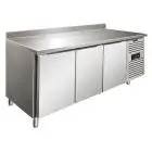 MESA REFRIGERADA CON PETO DE ACERO INOX AISI 304 - VENTILADO - Mod SNACK 3200 TNF - N 3 PUERTAS - CAPACIDAD Lt 386 - TEMPERATURA -2°/+8°C - Dim cm L 179,5 x P 60 x h 96