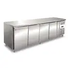 MESA REFRIGERADA EN ACERO INOX AISI 304 - VENTILADA - Mod. UOCEM4100BT - N. 4 PUERTAS - CAPACIDAD Lt 511 - TEMPERATURA -10°/-20°C - Medidas cm. L 223 x P 60 x h 86 - Homologación CE