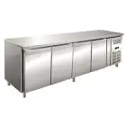 MESA REFRIGERADA EN ACERO INOX 304 - VENTILADA - Mod. UOCEM4100TN - N. 4 PUERTAS - CAPACIDAD Lt 511 - TEMPERATURA -2°/+8°C - Medidas cm L 223 x P 60 x h 86 - Homologación CE