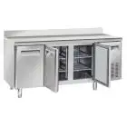 MESA REFRIGERADA CON PETO DE ACERO INOX - PARA SNACK - MOD. SR 3200 - N. 3 PUERTAS - VENTILADO - CAPACIDAD Lt. 358 - TEMPERATURA -2° / +8° C - DIM. Cm L 180 x P 60 x H 95 - CE
