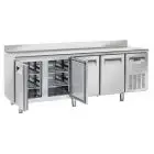 MESA REFRIGERADA CON PETO DE ACERO INOX - PARA SNACK - MOD. SR 4200 - N. 4 PUERTAS - VENTILADO - CAPACIDAD Lt. 485 - TEMPERATURA -2° / +8° C - DIM. Cm L 225 x P 60 x H 95 - CE