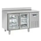 MESA REFRIGERADA CON PETO DE ACERO INOX - PARA SNACK - MOD. SRG 2200 - N. 2 PUERTAS ACRISTALADAS - VENTILADO - CAPACIDAD Lt. 230 - TEMPERATURA +3° / +10° C - DIM. cm L 135 x P 62,5 x H 95 - CE