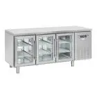 MESA REFRIGERADA DE ACERO INOX - PARA SNACK - MOD. SRG 3100 - N. 3 PUERTAS ACRISTALADAS - VENTILADO - CAPACIDAD Lt. 358 - TEMPERATURA +3° / +10° C - DIM. cm L 180 x P 62,5 x H 85 - CE