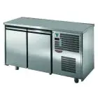 MESA REFRIGERADA DE ACERO INOX AISI 304 - Mod. UG02M60 - VENTILADAS - N. 2 PUERTAS - Temperatura 0°/+10°C - Medidas cm. L 146 x P 60 x h 85/92 - CE