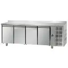 MESA REFRIGERADA CON PETO DE ACERO INOX AISI 304 - VENTILADO - Mod. UG04MGNAL - GASTRONORM 1/1 - N. 4 PUERTAS - Temperatura NORMAL 0°/+10°C - Dim cm. L 232 x P 70 x h 95/102 - CE
