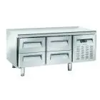 Mesa refrigerada de acero inox - Mod UGN 2140 - Refrigeración ventilada - 4 cajones - Capacidad 181 L - Temperatura -2°/+8°C - Dimensiones L 136,7 x P 70 x H 65 cm