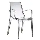 SILLA VANITY - MOD. 2654 - Carcasa de POLICARBONATO con BRAZOS - Para INTERIORES y EXTERIORES - APILABLE - Med. cm L 57 x P 55 x H 88 - Homologación CE