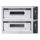 HORNOS ELÉCTRICOS DIGITALES PARA PIZZA - Mod. BASIC XL44/D - N. 2 cámaras - Superficies de cocción con piedras refractarias - Medidas de la cámara cm  A 72 x F 72 x 14 h - N. Pizzas 4 + 4 (Ø cm 35) - Potencia 12 Kw - CE