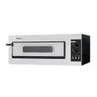 HORNO ELÉCTRICO MECÁNICO PARA PIZZA - Mod. BASIC 1/50V+L  - N. 1 cámara - Superficie de cocción con piedras refractarias - Iluminación interior - Medidas de la cámara cm  A 62 x F 50 x 12 h - N. Pizza 1 (Ø cm 45) - Potencia 4 Kw - CE