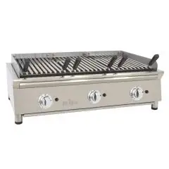 Parrilla de GAS VASCA de piedra volcánica - Mod 100VASN - Potencia 16,5 kw - Parrilla (AxF) 918x396 mm - Quemadores n 6 - Dimensiones A 1000 x F 587 x H 364 mm