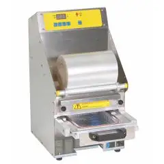 TERMOSELLADORA PARA BARQUETAS DE SOBREMESA - Mod. TESISSF213 - ELÉCTRICA - SEMIAUTOMÁTICA - DIGITAL - MOLDE TROQUELADO DE 1 HUECO NO INCLUIDO - MEDIDAS MÁX. CONTENEDOR mm 235x180 - NORMA CE