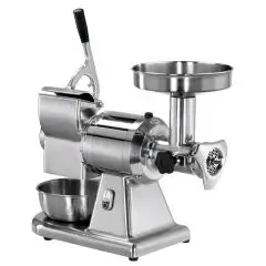 Combinada Picadora de carne y Rallador 12 / T - Grupo picador de aluminio - Monofásico - Producción horaria Kg / h 100-160 - Producción horaria Rallador Kg/ 40 h - Homologación CE