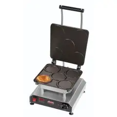 GOFRERA - MOD. 2351836EU - De ALUMINIO TEFLONADO ANTIADHERENTE FIJA - FORMA: N. 1 WAFFEL ø cm 9,5x1,1 TRADICIONAL RUSO - Alimentación Monofásica 230v/50hz - Potencia W 2800 - Medidas cm L 32 x P 34 x h 27,5 - CE