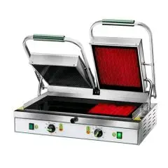 PLANCHA ELÉCTRICAS VITROCERÁMICAS - Mod. PV 55RL - Doble plancha Superior Ranurada - Área de cocción: cm 55x30 - Potencia 3400 W - 230V monofásica -230/400 V trifásica - Homologación CE