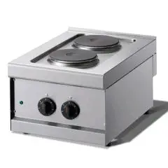 COCINA ELÉCTRICA DE SOBREMESA - Mod. N62Q - N. 2 PLANCHAS REDONDAS - Medidas cm A 40 x F 60 x H 27 - CE