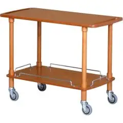 CARRO DE SERVICIO DE MADERA DE DOS PISOS - MOD. CLP2 - Estructura de madera maciza - Planos de contrachapado de abedul - Medidas cm A 110 x F 55 x h 82