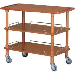 CARRO DE SERVICIO DE MADERA DE TRES PISOS - MOD. CLP2003L - Estructura de madera maciza - Planos de contrachapado de abedul - Medidas cm A 110 x F 40 x h 89