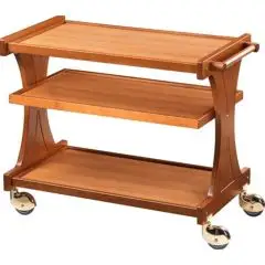 CARRO DE SERVICIO DE MADERA DE DOS PISOS - MOD. CL2150 - Estructura de madera contrachapada de abedul - Planos con laminado aglomerado - Medidas cm A 86 x F 55 x h 85