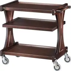CARRO DE SERVICIO DE MADERA DE DOS PISOS - MOD. CL2151 - Estructura de madera contrachapada de abedul - Planos con laminado aglomerado - Medidas cmL 106 x F 55 x h 85