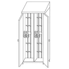 Armario para botas de acero inox 304 - n. 2 puertas abatibles - Medidas cm  A95xF50xH215