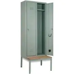 ARMARIO DE METAL SOBRE BANCO - MOD. EXT 65/80/P2 - Estructura monobloque con puertas - Medidas Cm A 70 x H 208