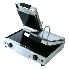 TOSTADORA ELÉCTRICA VITROCERÁMICA CON BASE Y TAPAS ACANALADAS  - CON 2 CONTROLES TERMOSTÁTICOS - Mod. 999.580 - Medidas Cm L 60 x P 45 x h 13 - Potencia total 3,0 kW