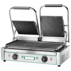 PLANCHA GRILL BASE COCCIÓN DE HIERRO FUNDIDO - ELÉCTRICA - Mod. EG/03 - Placa doble y ranurada -  Superficie de cocción: cm L47,5 x P23 - Potencia 3600 W - Monofásica 220-240V/1/50-60Hz - Homologación CE
