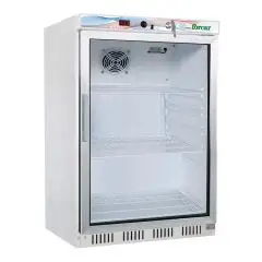 ARMARIO DE REFRIGERACIÓN DE CHAPA BARNIZADA Y ABS - ESTÁTICO - ECO - Mod. G-ER200G - N. 1 PUERTA DE CRISTAL - CAPACIDAD Lt 130 - TEMPERATURA +2°/+8°C - Medidas cm A 60 x F 58,5 x h 85,5 - CE