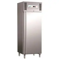 ARMARIO FRIGORÍFICO DE ACERO INOX AISI 304 - PARA SNAKS - ESTÁTICO - Mod. G-SNACK400TN - CAPACIDAD BRUTA Lt 429 - N. 1 PUERTA - TEMPERATURA -2°/+8°C - Medidas cm A 68 x F 70 x h 200 - CE