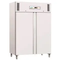 ARMARIO FRIGORÍFICO DE CHAPA BARNIZADA Y ALUMINIO - ESTÁTICO - Mod. G-GNB1200TN - GASTRONORM 2/1 (cm 65 x 53) - N. 2 PUERTAS - CAPACIDAD BRUTA Lt 1104  - TEMPERATURA +2°/+8°C - Medidas cm A 134 x F 80 x h 201 - CE