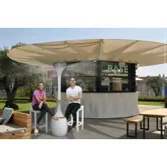 NEBULIZADOR Y ESTUFA DE EXTERIOR - MOD. MONTECRISTO - Punto de luz dedicado - Calefacción por resistencia- Disminuye la temperatura en momentos de mucho calor - Aleja los insectos y mosquitos - Potencia W 1500 - Con base de estabilidad - Medidas Cm. Ø 50 