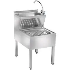 LAVAMANOS CON VERTEDERO - MOD. LMMC - Estructura Inox - GRIFO de AGUA CALIENTE/FRÍA - Medidas cm 70 x 50 x 89 h